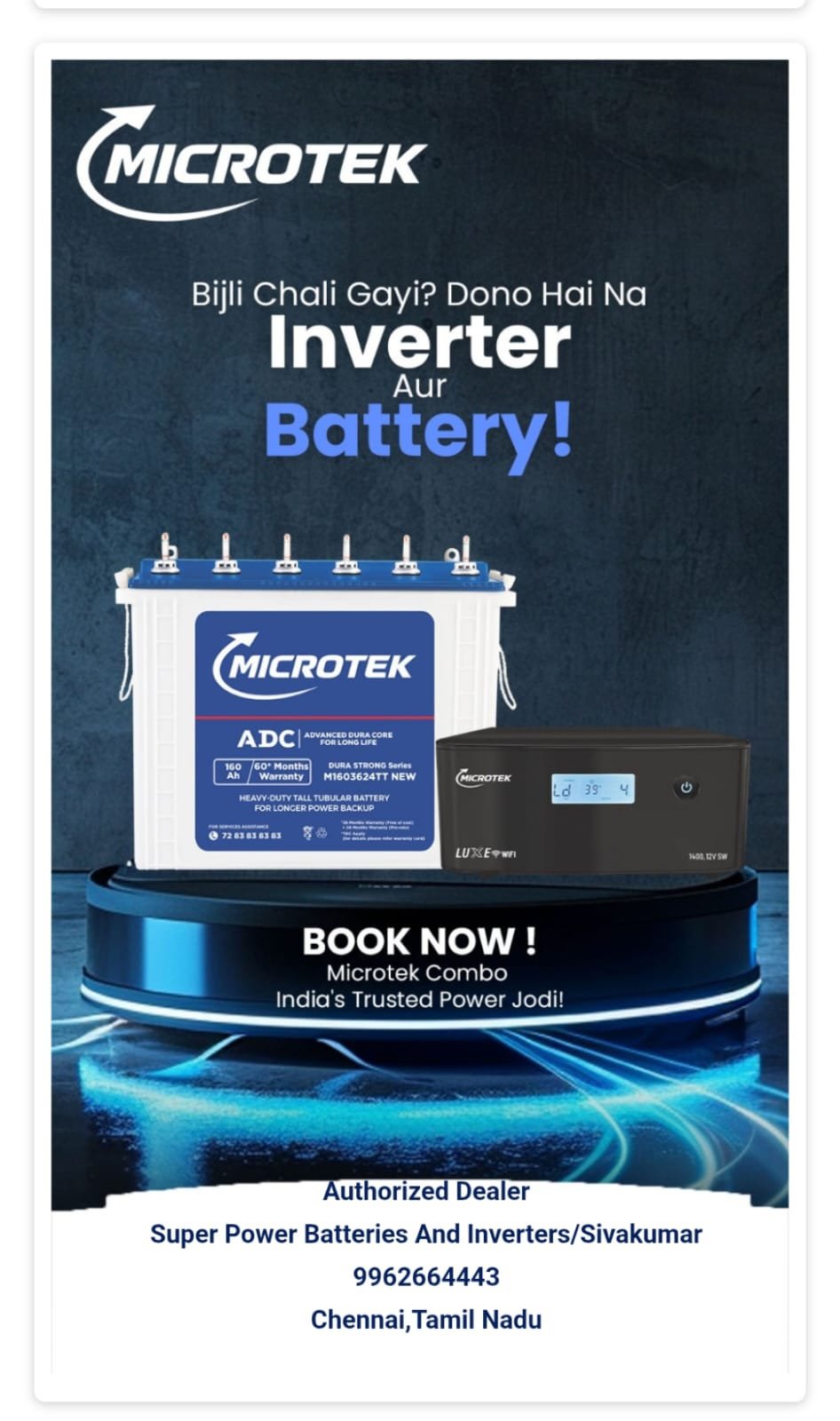 Amaron Inverters Dealers in Velachery